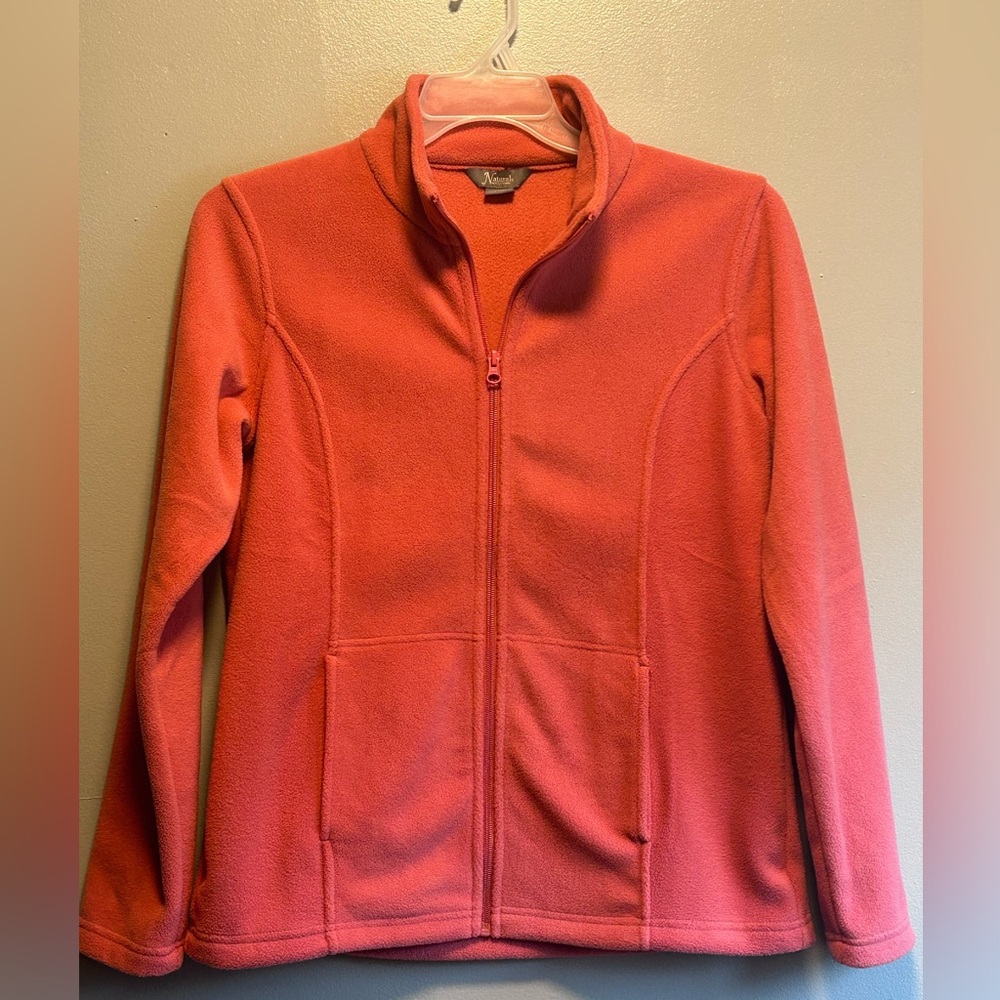 Natural Reflections Fleece Sweater w/ Pockets Burnt Orange /Apricot Size Medium